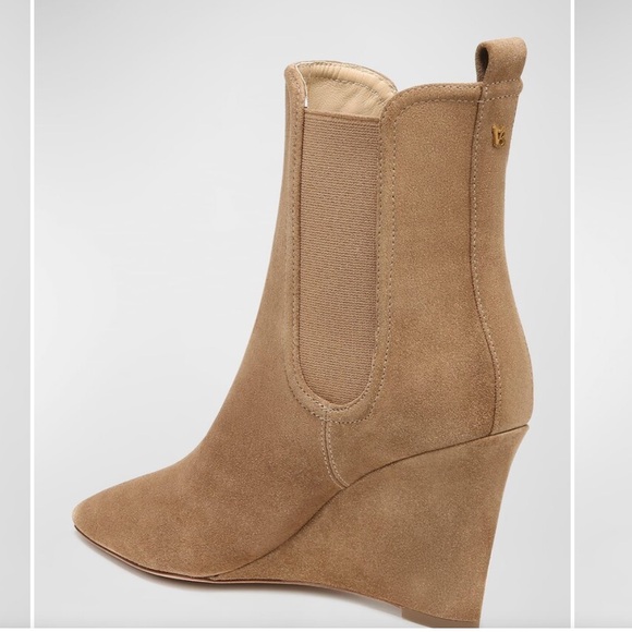 VERONICA BEARD Pointed Toe Wedge Iluska Bootie  Latte Suede 7 RETAIL $550 - Picture 2 of 15